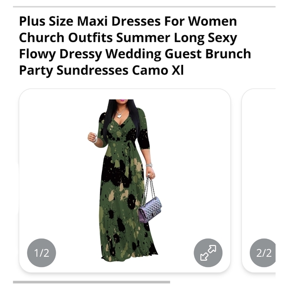 SUZONANNA - XL Green Camo Maxi Dress - Picture 9 of 10